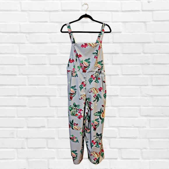 Amanda's Place Floral Sleeveless Jumpsuit Wide Leg Tropical Fruit Romper Dress - Picture 4 of 13